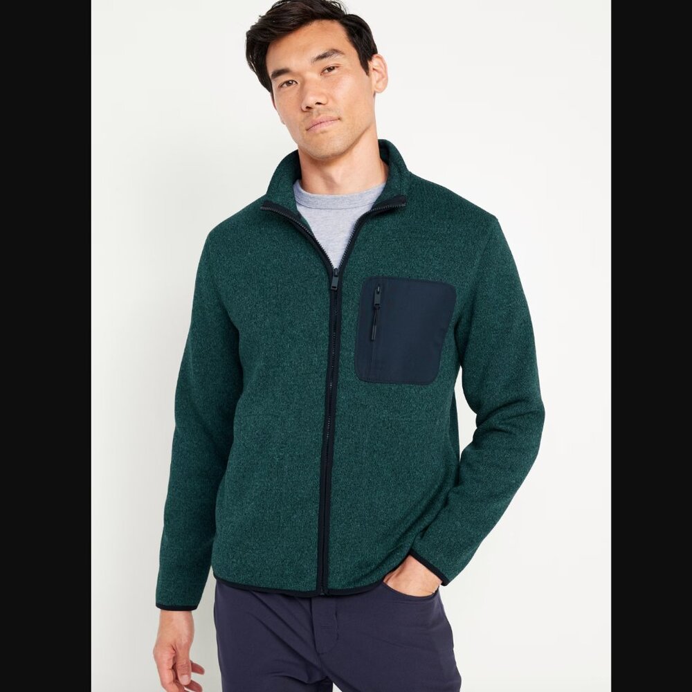 Old Navy Fleece-Knit Sherpa-Lined Zip Jacket - XL